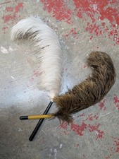 PAIR 1920s Vintage Antique Feather Hand Fan