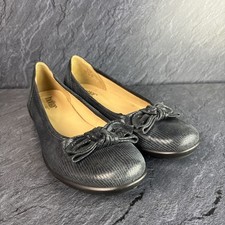 Hotter Ballet Pumps Womens 6.5 slim blue ish Leather Jewel Ballerina Flats