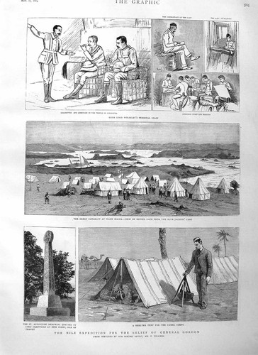 Old antique print 1884 - print, general