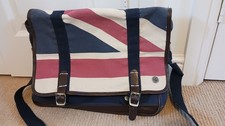 Ben Sherman Canvas Union Jack Satchel Shoulder Bag Navy Blue