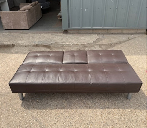 Fold out brown leather sofa - brown,