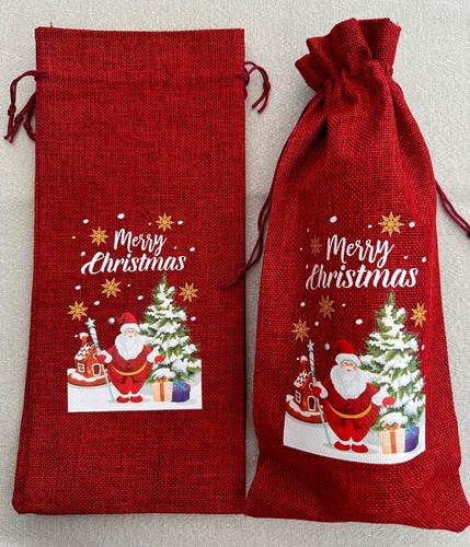 Red burlap hessian santa - burlap,