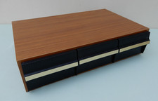 Vintage Wooden Audio Cassette Tape Case Storage Holder 3 Drawers 36 Tapes Retro
