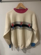 Vintage Pringle Sports Ladies Wool Golf Jumper Sweater Size S Small Embroidered