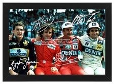1986 AYRTON SENNA PROST SIGNED PRINTED PHOTO FRAMED AUTOGRAPH FORMULA ONE 1 F1