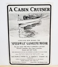 1904 Smith & Mabley Auto-Boat & Gas Engine Power Seabury Cabin Cruiser Photo ADS