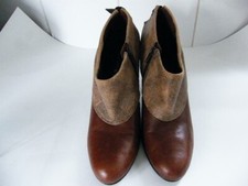 EMILIO LUCA X LEATHER ANKLE BOOTS SHOES SIZE 7 OR 41 TWO TONE BROWN HEELS