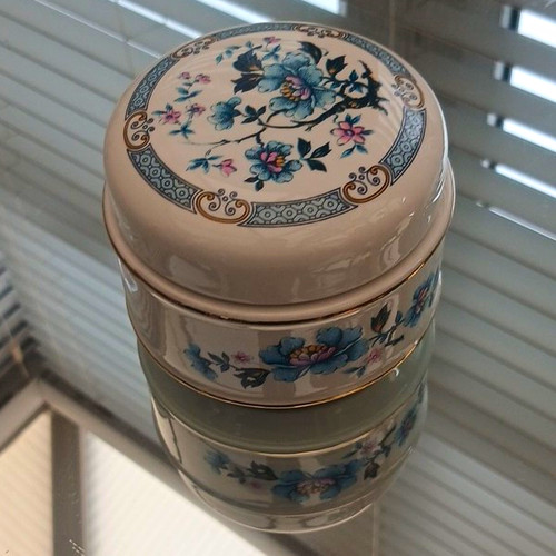 Ceramic floral round - jar, with