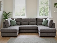 Grey Corner U Shaped Sofa Bed