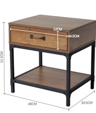 Industrial Bedside Table with Drawer Bedside Cabinet withStorage Shelf Small Dmg