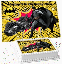 BATMAN PERSONALISED BIRTHDAY PARTY ICING EDIBLE COSTCO CAKE TOPPER SHB-06
