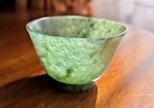 Antique Hand-Carved Spinach Jade Bowl – Exquisite Small Chinese Carving