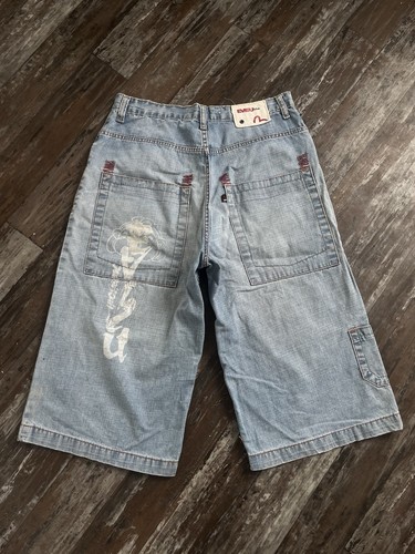 Evisu jeans denim cargo shorts - evisu,