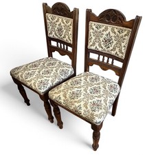 Antique pair of Hardwood Edwardian Low Chairs Hall Way Chairs Occasional