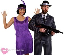 COUPLES GANGSTER AND FLAPPER COSTUMES 1920'S FANCY DRESS THE GREAT GATSBY PARTY