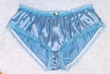 Blue Silky Satin Ruffle Frilly Knickers Sissy CD TV Panties Underwear XL 16-18 