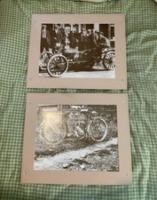 Two 45 x 37.5 cm Harley Davidson Motorcycle Vintage Photographs In Borders