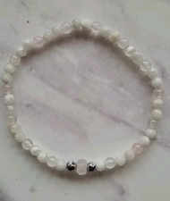 Moonstone with Rose Quartz gemstone small bead bracelet - fertility