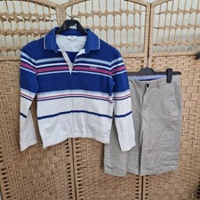 Hugo Boss Boy's Long Sleeve striped Polo Shirt & Smart Shorts age 12