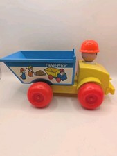 Vintage 1982 Fisher Price Tipper Truck Set 151 Blue Dumper Truck And Yellow Body