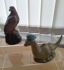 1969 2 Novelty Empty Whisky Flasks/Decanters Beswick Eagle & Loch Ness Monster