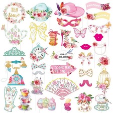 SUNBEAUTY 36pcs Tea Party Decorations Hen Party Photo Booth Props Bridgerton Par