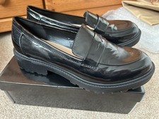 Lipsy London Black Patent Chunky Loafer Shoes Size 7 (worn once) 