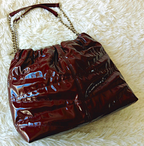 Bershka burgundy patent faux - bershka,