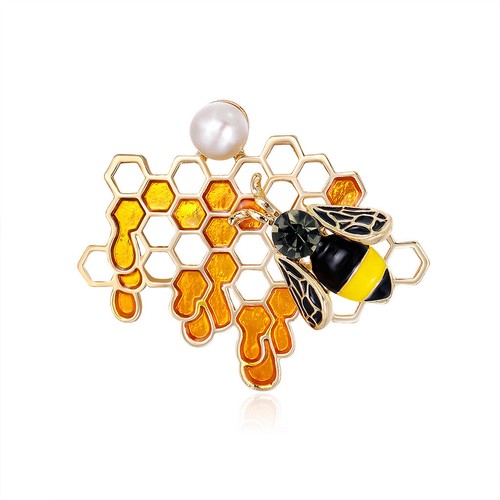 Honeycomb bumble bee brooch - bumble,