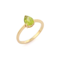 1.20 Ct Peridot Prong Ring 10K Solid Yellow Gold