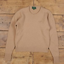 Vintage Valentino Jumper Sweater M 90s Embroidered Womens Roundneck Wool Beige