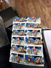 Vintage embossed die cut paper scraps MLP #966 - XMAS SCENE X 12