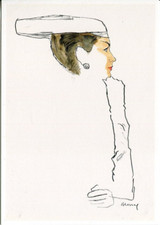 Art Fashion  Bernard Blossac (Paris 1955) woman hat Modern Postcard