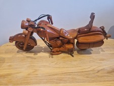 Wooden Motorbike Harley Davidson Model mahogany 19.5" L x 9" H 1990s Vintage