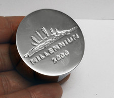 Millennium Dome 2000 Weighty Metal Pill Paperweight, 4.5cm. Collectable