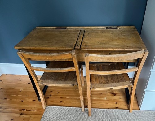 Vintage school double desk - double,