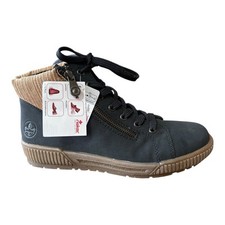 BNWT RIEKER Side Zip Ankle Boots Women UK 5 EU 38 Blue Fur Lined N0709 Trainer