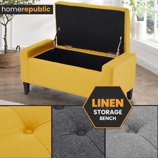 Linen upholstered ottoman - linen,