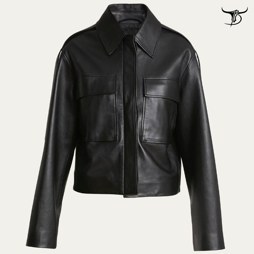 Women leather utility jacket - women's,