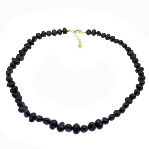 Black baroque pearl choker - pearl,
