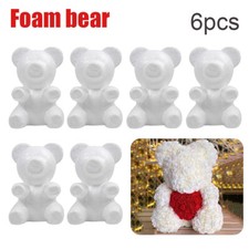 6PCS 20cm Polystyrene Styrofoam White Foam Bear Mold Artificial Flower Rose Bear