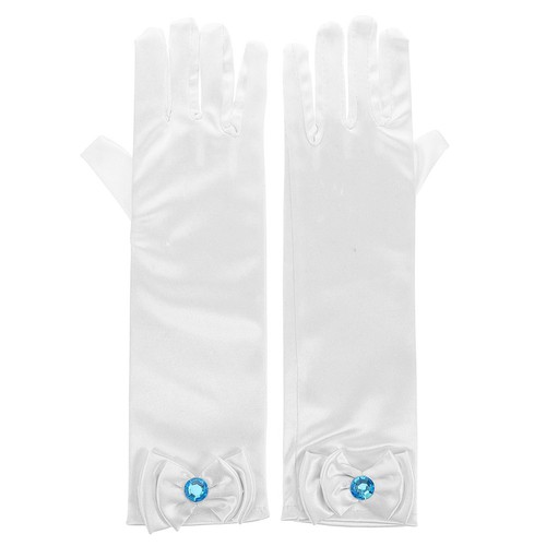Kids long satin gloves white - gloves,