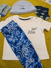 Ted Baker Baby Boys Matching Outfit 3-6mths and Matching Socks Inc Bib, Hat, New