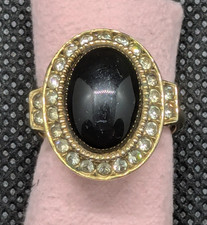 Attwood and Sawyer adjustable cocktail ring - central "onyx" + crystals