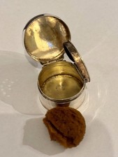 George III Silver Gilt Vinaigrette Rare Cylindrical Circular Form with Sponge