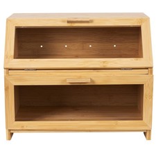 Woodluv Bread Bin, Wooden Bread box Bin Multi-Purpose Kitchen Storage Organizer