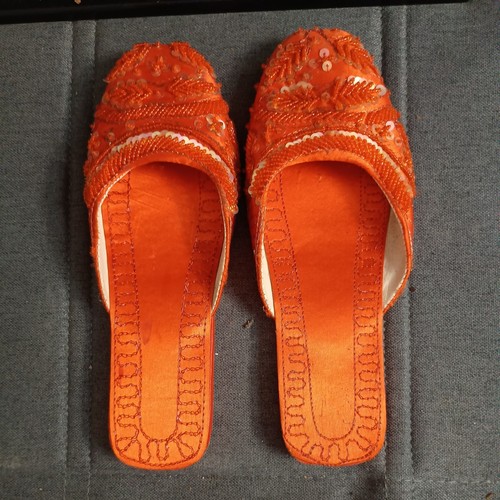Orange sequin slip - sequin, mule