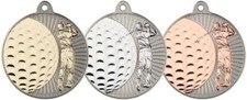 Golf 50mm Metal Two Tone Medal