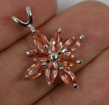 Padparadscha Sapphire and 18ct White Gold Flower Cluster Pendant