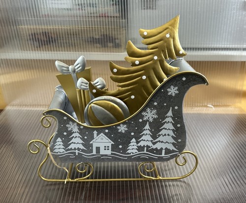 Metal santa sleigh - metal, ornament